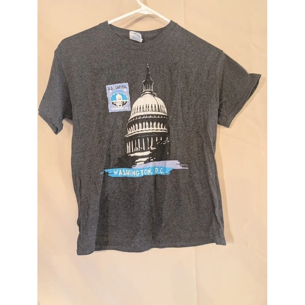 Washington D.C. U.S. Capitol T-Shirt‎ Youth Large Gray Souvenir Travel Tee